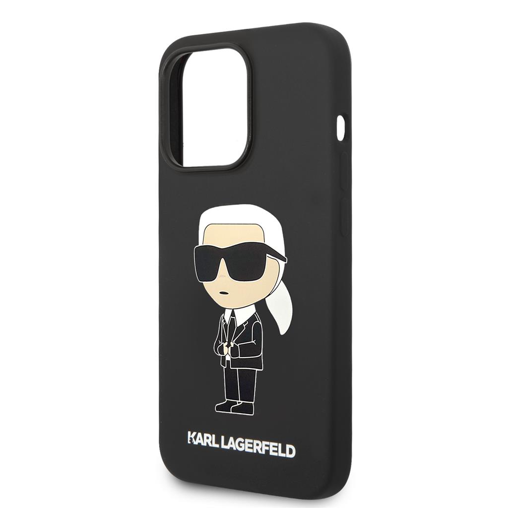 Apple iPhone 15 Pro Max Karl Lagerfeld Liquid Silicone Ikonik NFT tok (Fekete) – KLHCP15XSNIKBCK