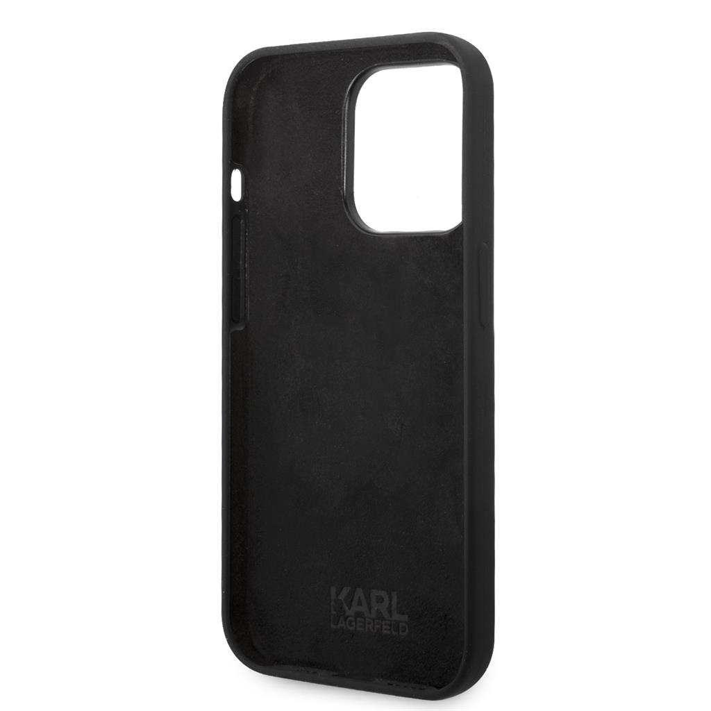 Apple iPhone 15 Pro Max Karl Lagerfeld Liquid Silicone Ikonik NFT tok (Fekete) – KLHCP15XSNIKBCK