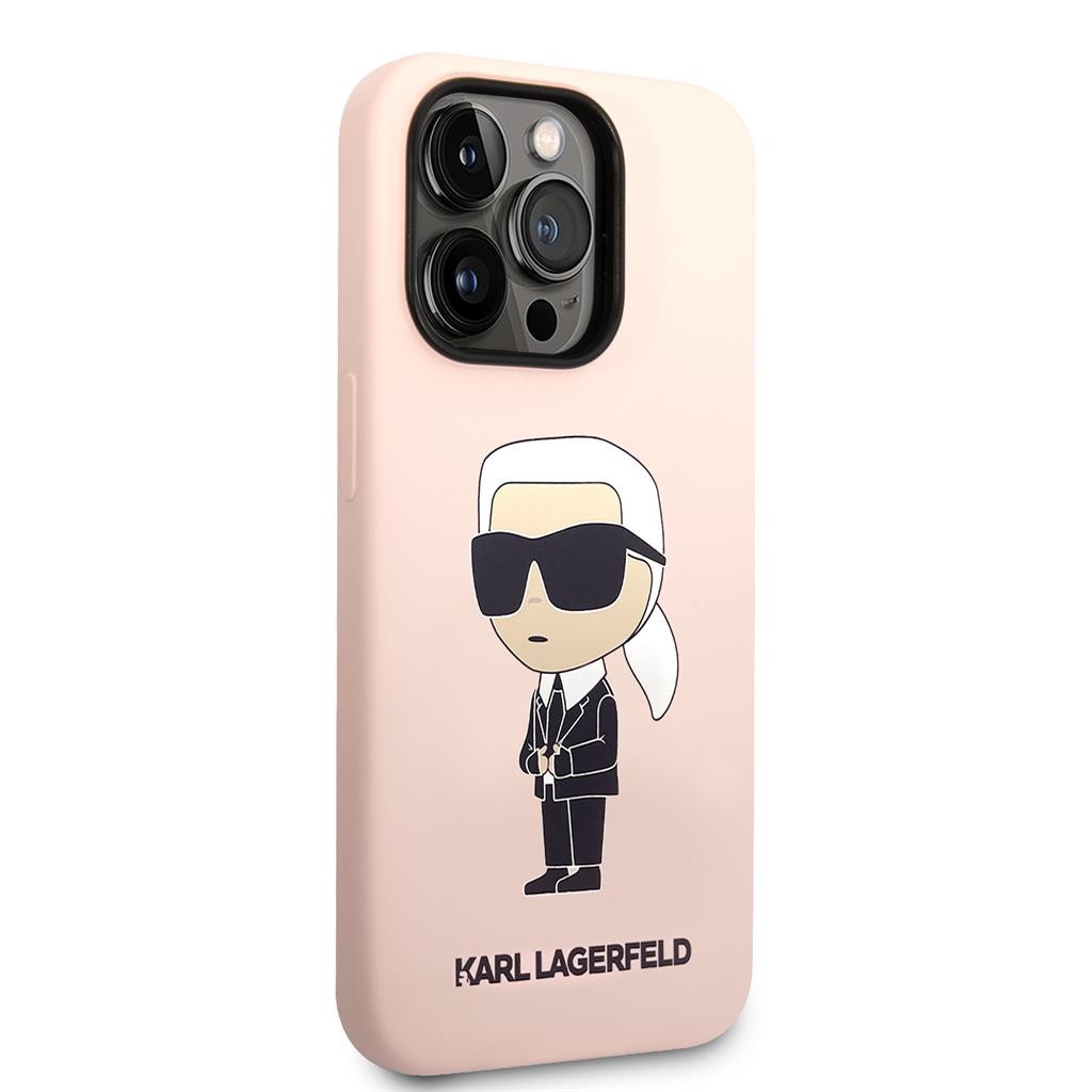 Apple iPhone 15 Pro Max Karl Lagerfeld Liquid Silicone Ikonik NFT tok (Rózsaszín) – KLHCP15XSNIKBCP