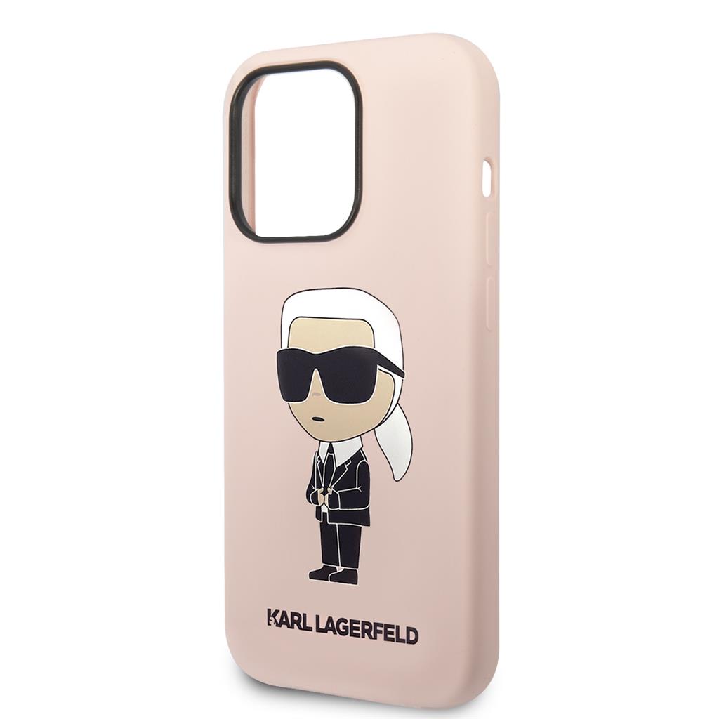 Apple iPhone 15 Pro Max Karl Lagerfeld Liquid Silicone Ikonik NFT tok (Rózsaszín) – KLHCP15XSNIKBCP