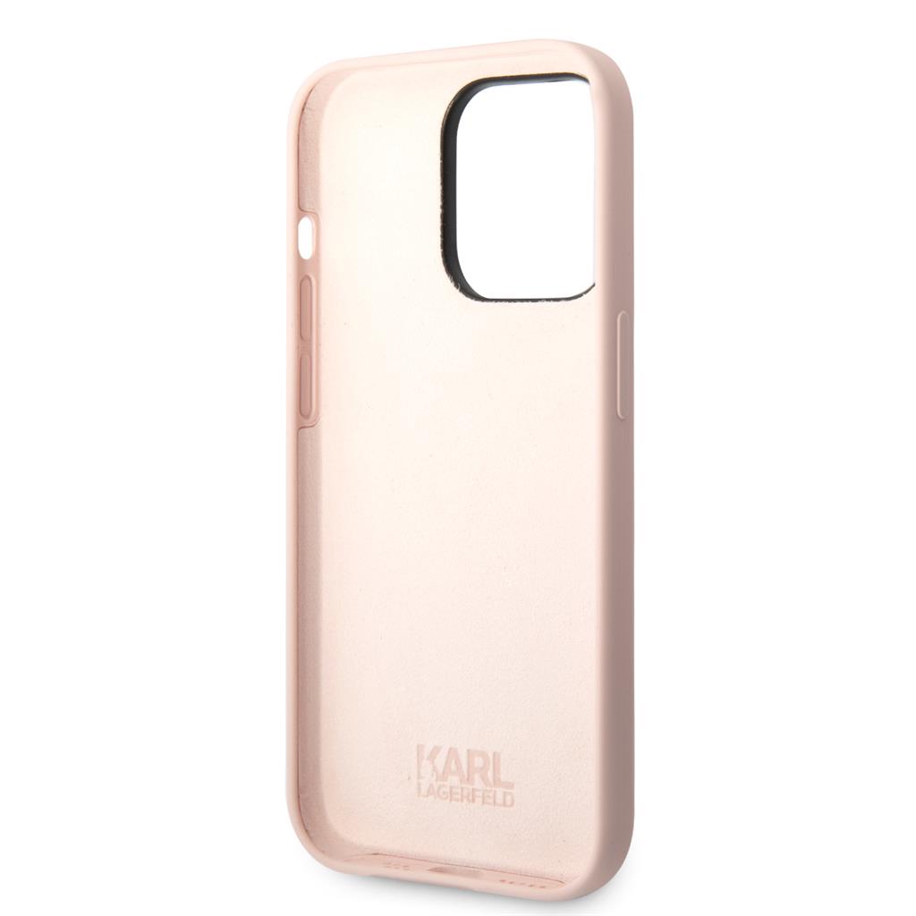 Apple iPhone 15 Pro Max Karl Lagerfeld Liquid Silicone Ikonik NFT tok (Rózsaszín) – KLHCP15XSNIKBCP