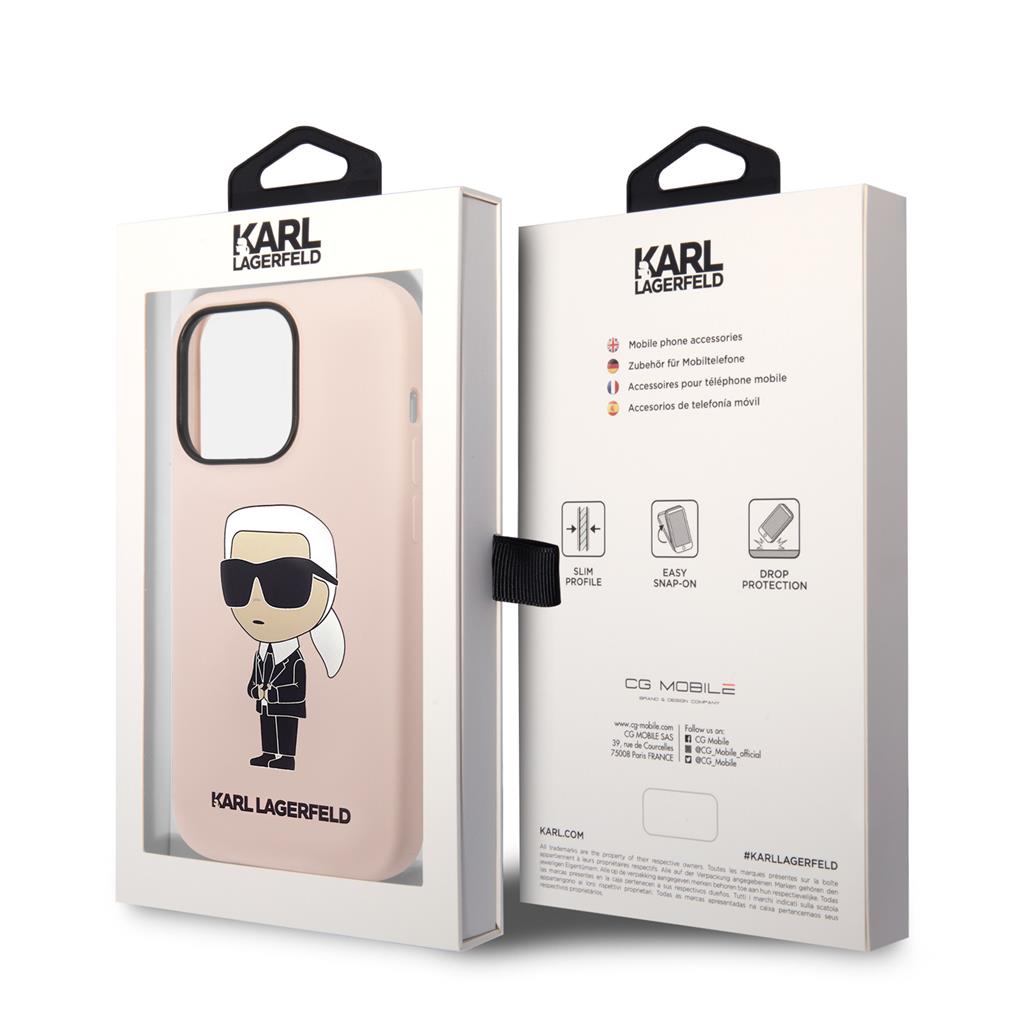 Apple iPhone 15 Pro Max Karl Lagerfeld Liquid Silicone Ikonik NFT tok (Rózsaszín) – KLHCP15XSNIKBCP