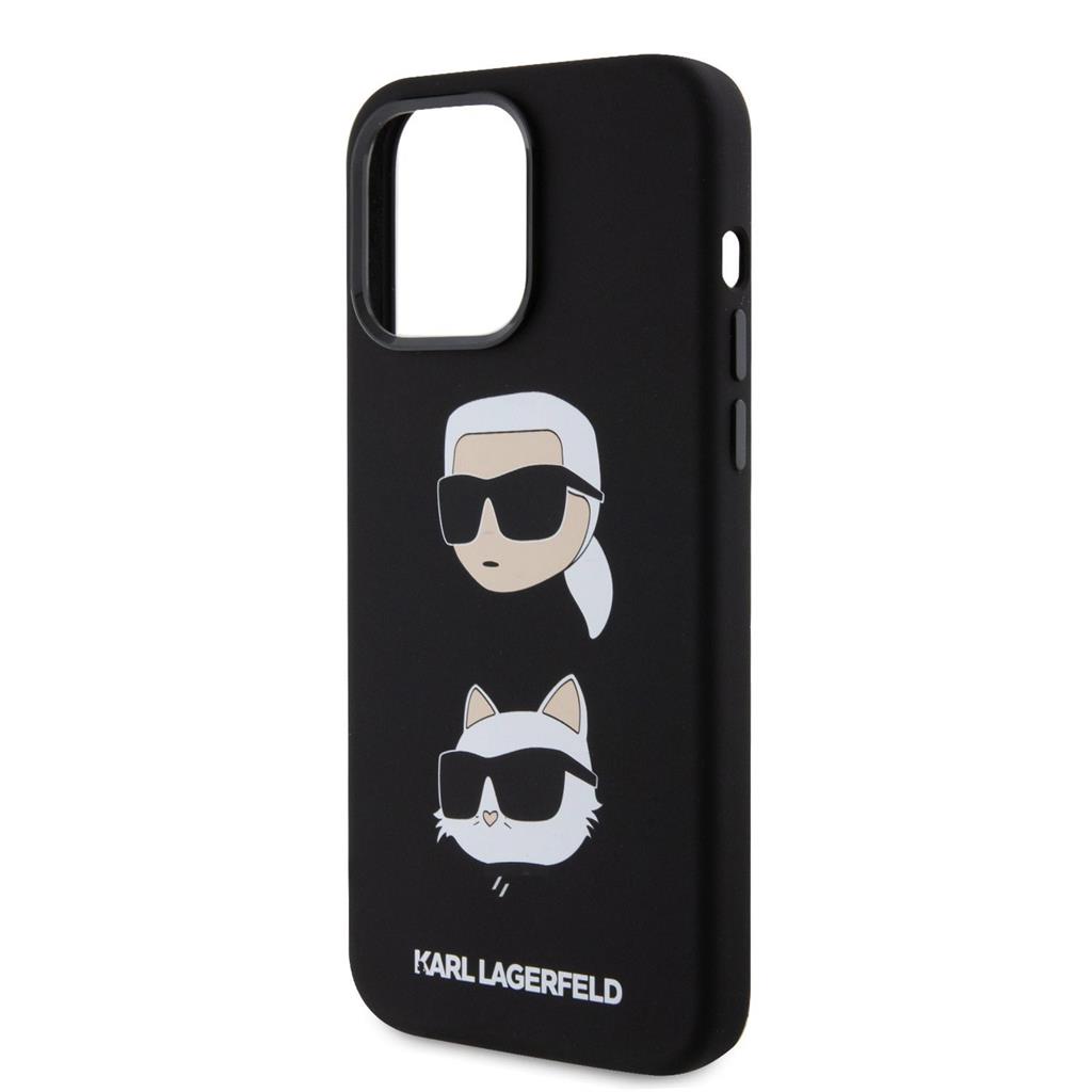 Apple iPhone 15 Pro Max Karl Lagerfeld Liquid Silicone Karl and Choupette Heads hátlap tok (Fekete - KLHCP15XSDHKCNK)