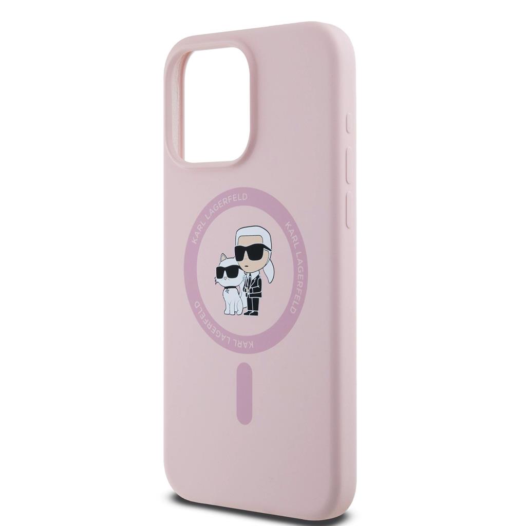 Apple iPhone 15 Pro Max Karl Lagerfeld Liquid Silicone Karl and Choupette MagSafe tok (Rózsaszín) – KLHMP15XSCMKCRHP