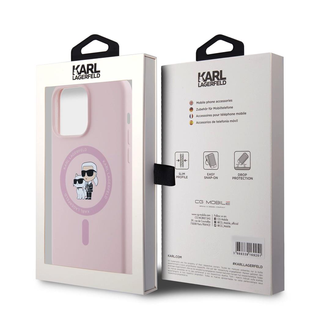 Apple iPhone 15 Pro Max Karl Lagerfeld Liquid Silicone Karl and Choupette MagSafe tok (Rózsaszín) – KLHMP15XSCMKCRHP
