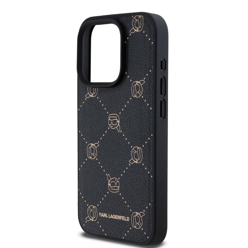 Apple iPhone 15 Pro Max Karl Lagerfeld PU Karl Heads Pattern MagSafe tok (Fekete) – KLHMP15XPGKHPHK