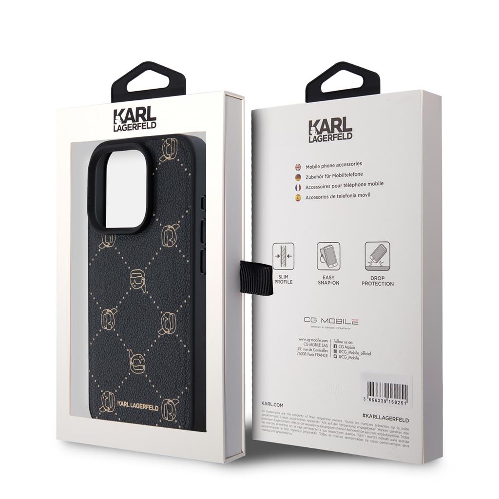 Apple iPhone 15 Pro Max Karl Lagerfeld PU Karl Heads Pattern MagSafe tok (Fekete) – KLHMP15XPGKHPHK