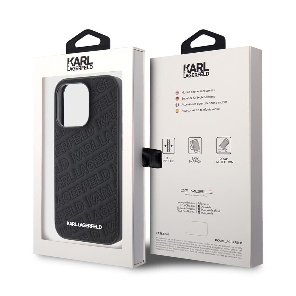 Apple iPhone 15 Pro Max Karl Lagerfeld PU Quilted Pattern tok (Fekete) – KLHCP15XPQKPMK