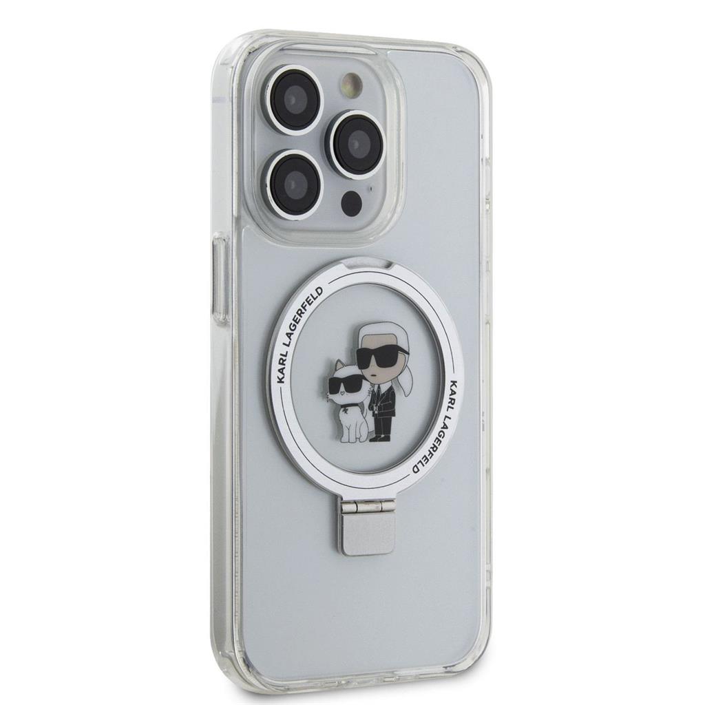 Apple iPhone 15 Pro Max Karl Lagerfeld Ringstand Karl and Choupette MagSafe tok (Fehér) – KLHMP15XHMRSKCH