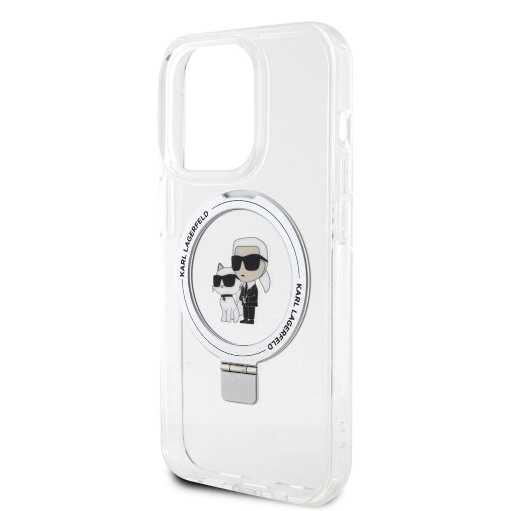 Apple iPhone 15 Pro Max Karl Lagerfeld Ringstand Karl and Choupette MagSafe tok (Fehér) – KLHMP15XHMRSKCH