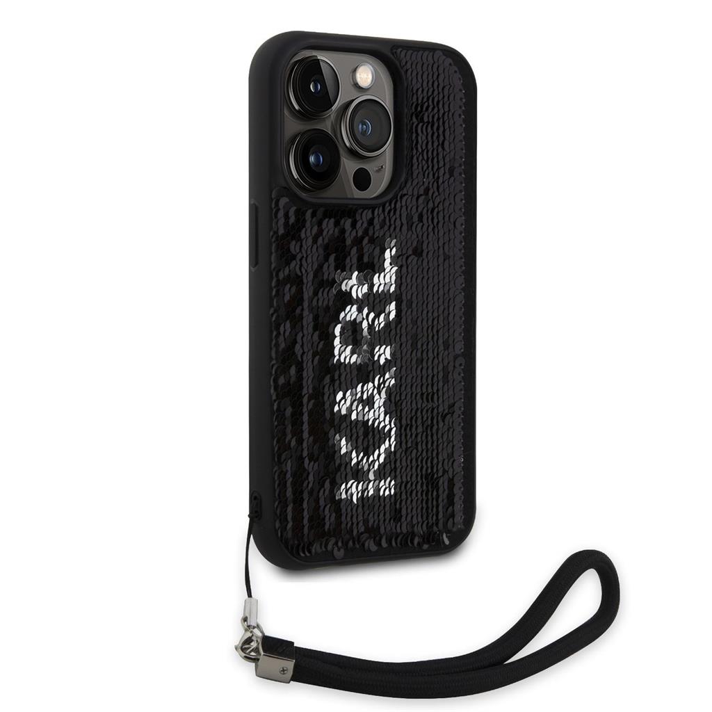 Apple iPhone 15 Pro Max Karl Lagerfeld Sequins Reversible tok (Fekete/Ezüst) – KLHCP15XPSQRKS
