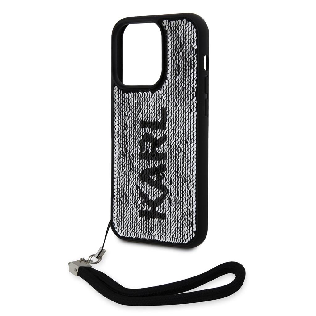 Apple iPhone 15 Pro Max Karl Lagerfeld Sequins Reversible tok (Fekete/Ezüst) – KLHCP15XPSQRKS