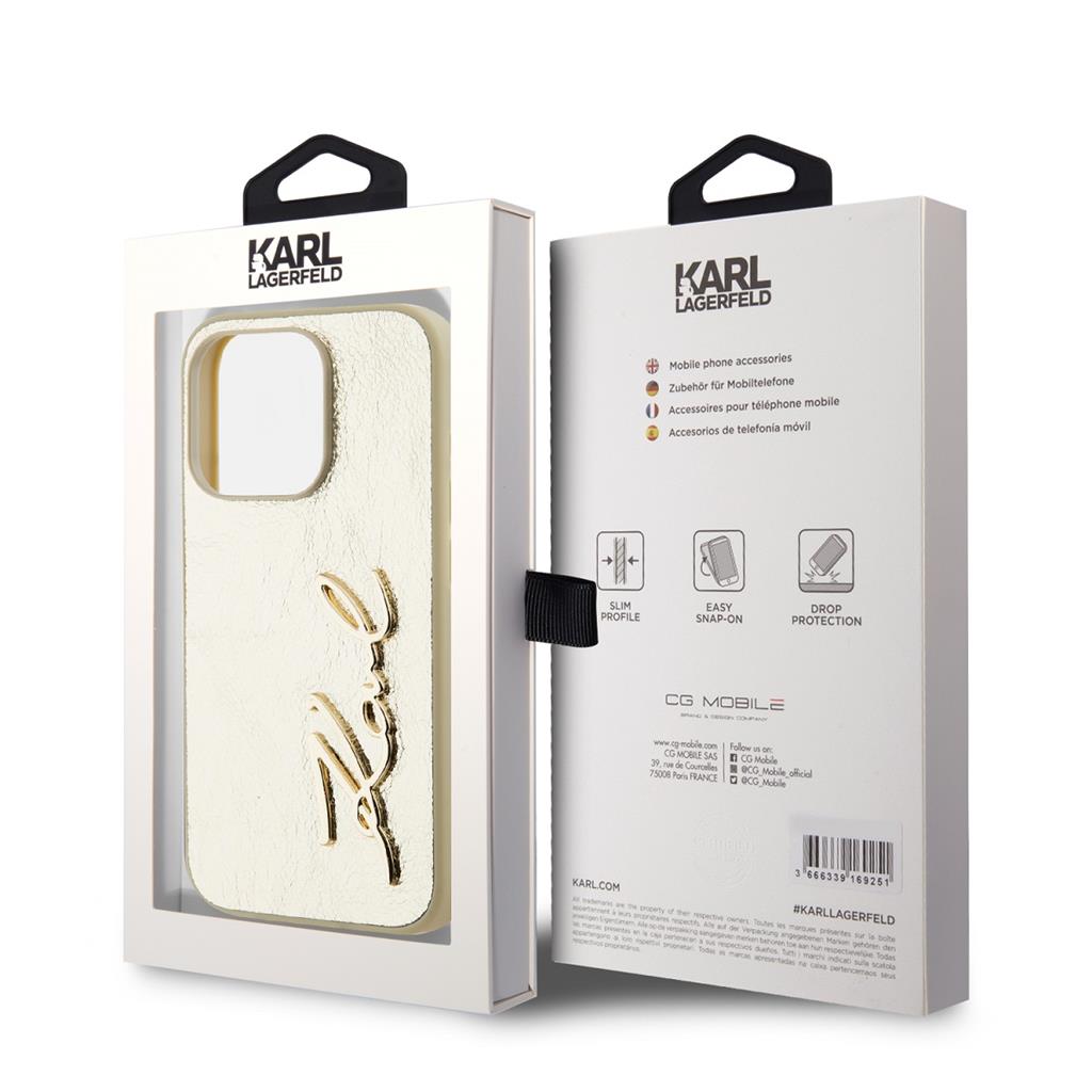 Apple iPhone 15 Pro Max Karl Lagerfeld Wrinkled Signature tok (Arany) – KLHCP15XPFMFBKMD