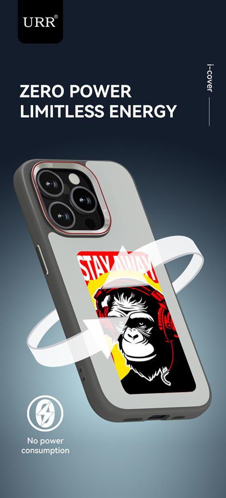 Apple iPhone 15 Pro Max NFC E-ink színes DIY képernyőtok 4-színű Fekete 14