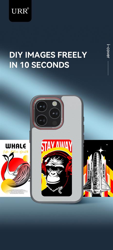 Apple iPhone 15 Pro Max NFC E-ink színes DIY képernyőtok 4-színű Fekete 15