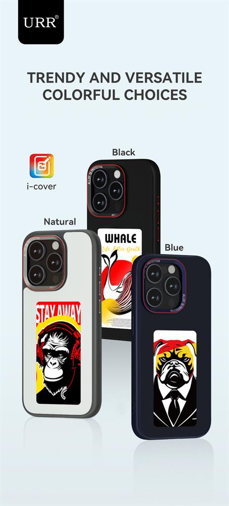 Apple iPhone 15 Pro Max NFC E-ink színes DIY képernyőtok 4-színű Fekete 19