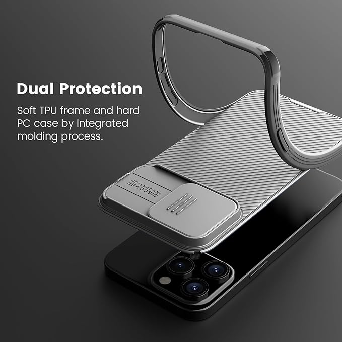 Apple iPhone 15 Pro Max Nillkin camshield pro kameravédős hátlap tok (Szürke)