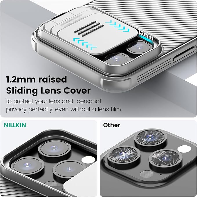 Apple iPhone 15 Pro Max Nillkin camshield pro kameravédős hátlap tok (Szürke)