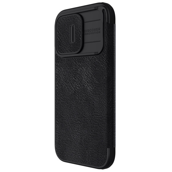 Apple iPhone 15 Pro Max Nillkin Qin pro kameravédős notesz tok (Fekete)