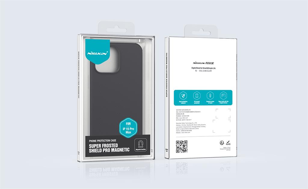 Apple iPhone 15 Pro Max Nillkin Super frosted shield pro magsafe strapabíró hátlap tok kék