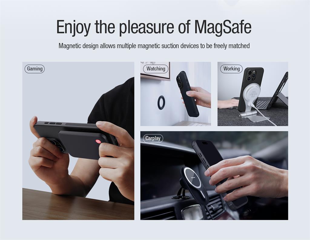 Apple iPhone 15 Pro Max Nillkin Super frosted shield pro magsafe strapabíró hátlap tok kék