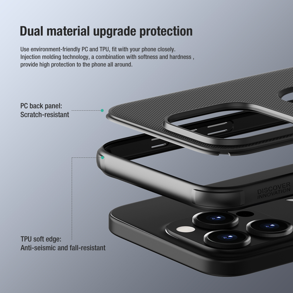 Apple iPhone 15 Pro Max Nillkin Super frosted shield pro strapabíró hátlap tok (Szürke)