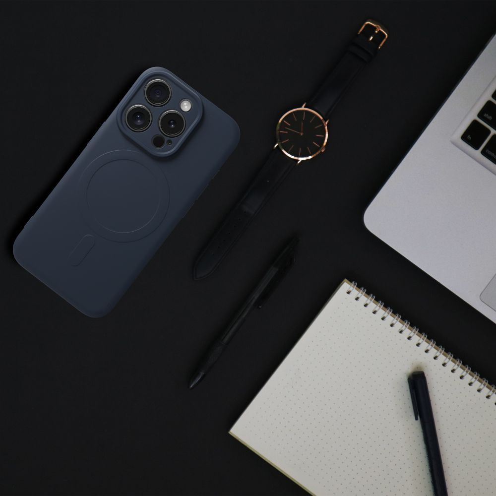 Apple iPhone 15 Pro Max Silicone mag cover magsafe hátlap tok (Kék titánium)