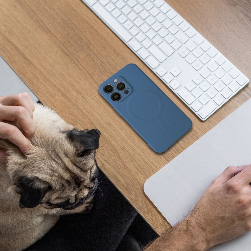 Apple iPhone 15 Pro Max Silicone mag cover magsafe hátlap tok (Kék)