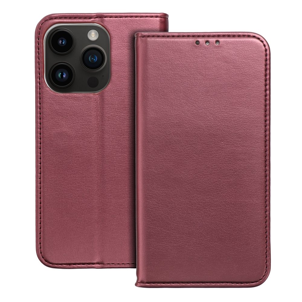 Apple iPhone 15 Pro Max smart magneto mágneses notesz tok (Bordó)