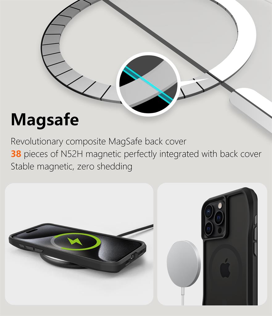 Apple iPhone 15 Pro Max TOKO Octagon magsafe hátlap tok (Fekete)