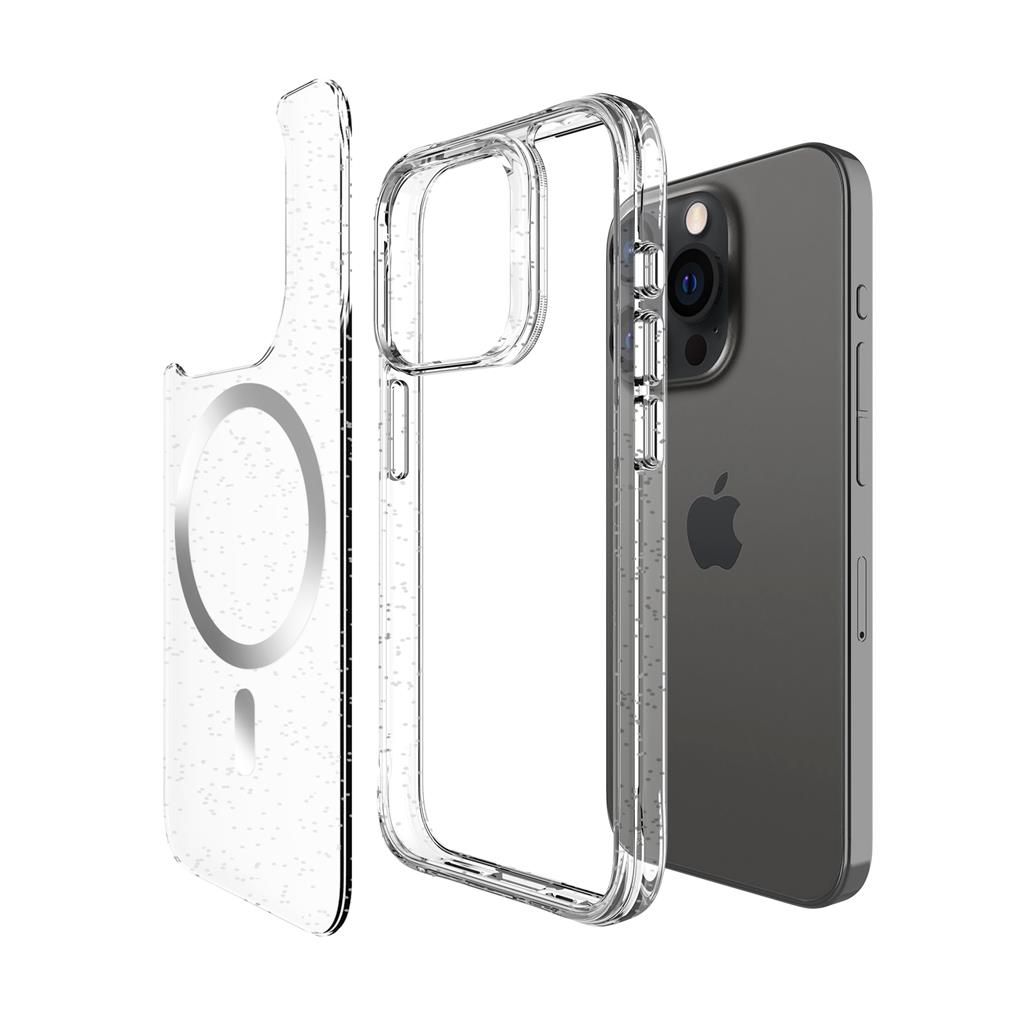 Apple iPhone 15 Pro Max TOKO Pure Glitter MagSafe hátlap tok (Ezüst)