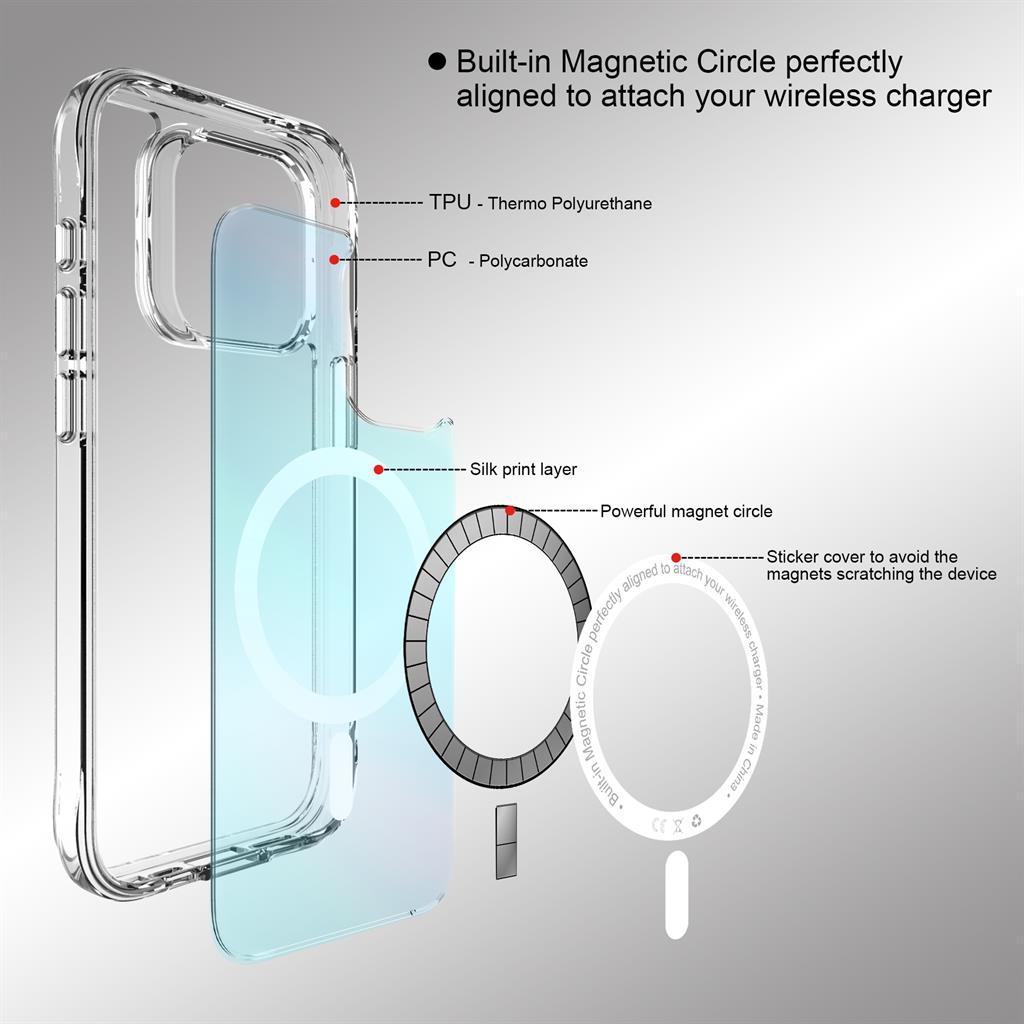 Apple iPhone 15 Pro Max TOKO Pure rainbow magsafe hátlap tok (Kék)