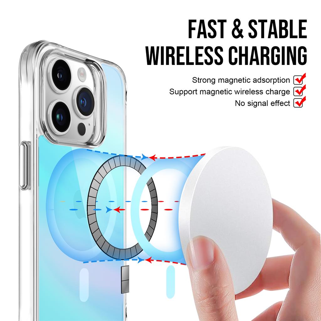 Apple iPhone 15 Pro Max TOKO Pure rainbow magsafe hátlap tok (Kék)