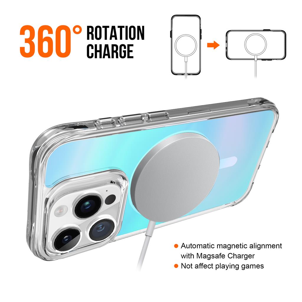 Apple iPhone 15 Pro Max TOKO Pure rainbow magsafe hátlap tok (Kék)