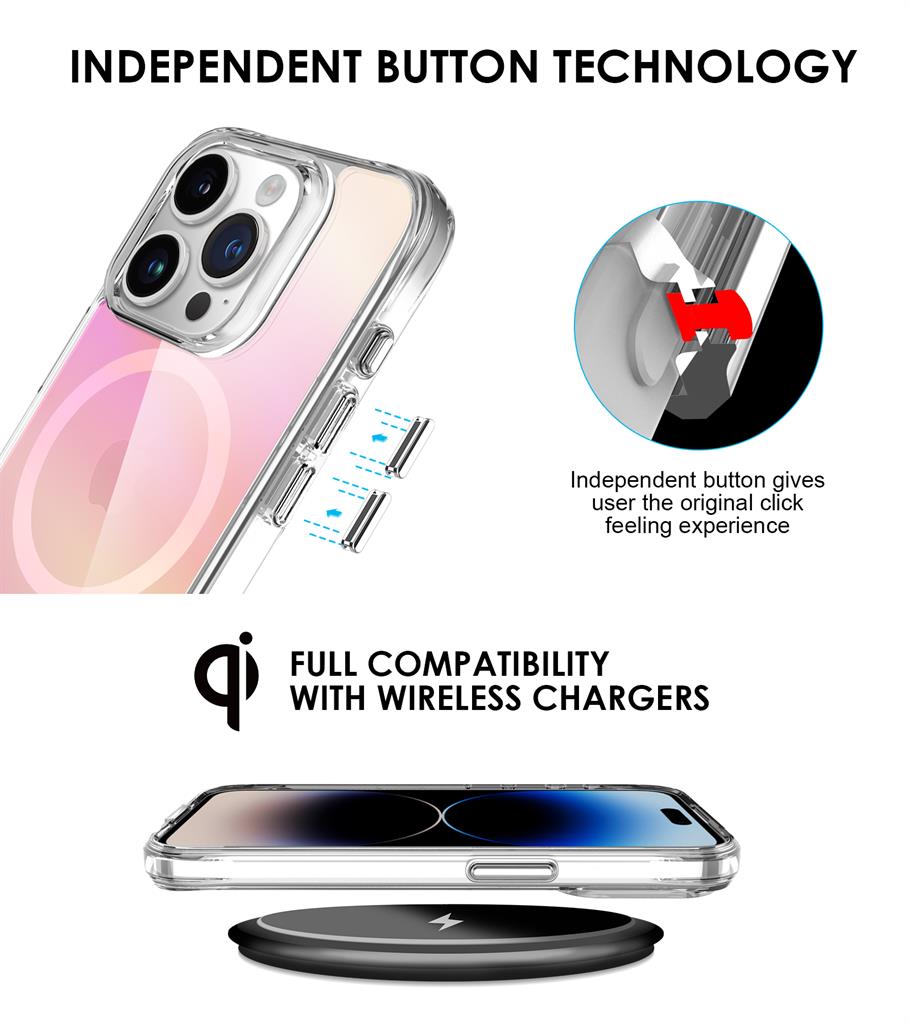 Apple iPhone 15 Pro Max TOKO Pure rainbow magsafe hátlap tok (Rózsaszín)