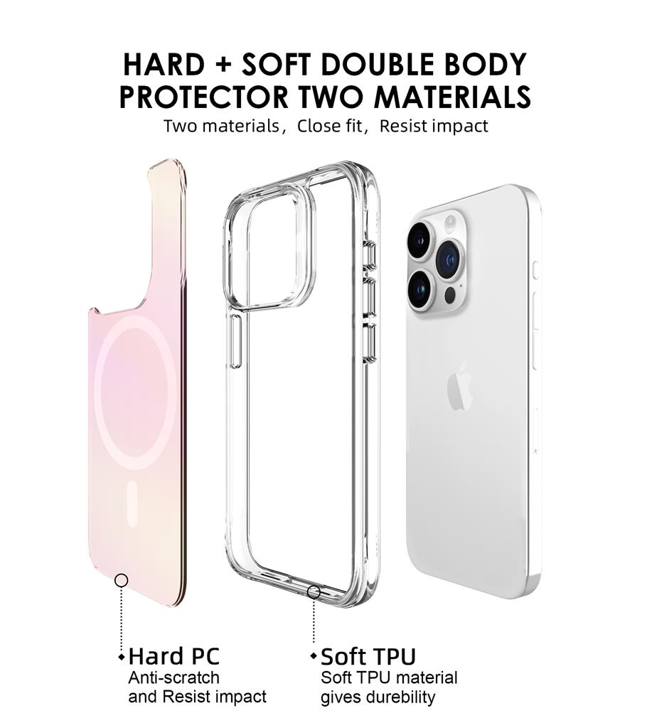 Apple iPhone 15 Pro Max TOKO Pure rainbow magsafe hátlap tok (Rózsaszín)