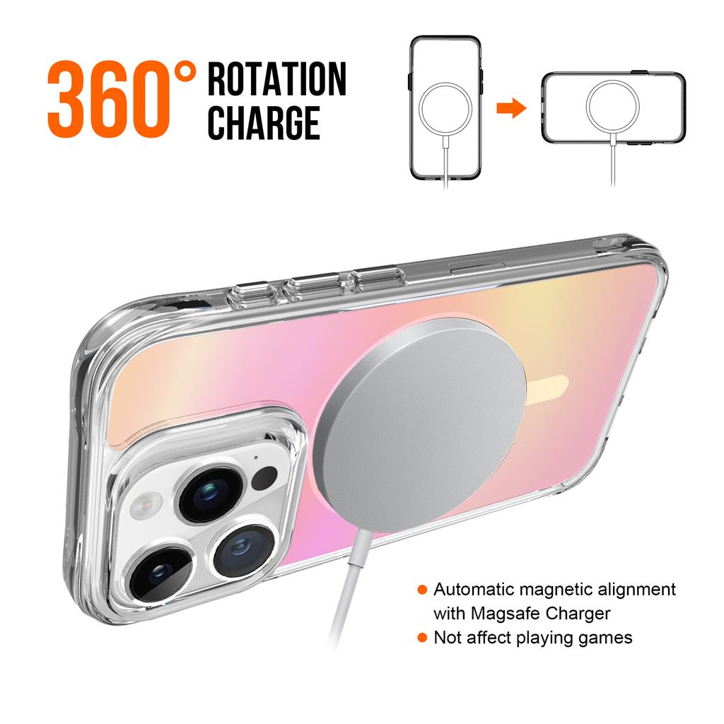 Apple iPhone 15 Pro Max TOKO Pure rainbow magsafe hátlap tok (Rózsaszín)