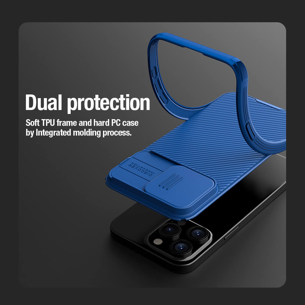 Apple iPhone 15 Pro Nillkin camshield pro magsafe hátlap tok kék