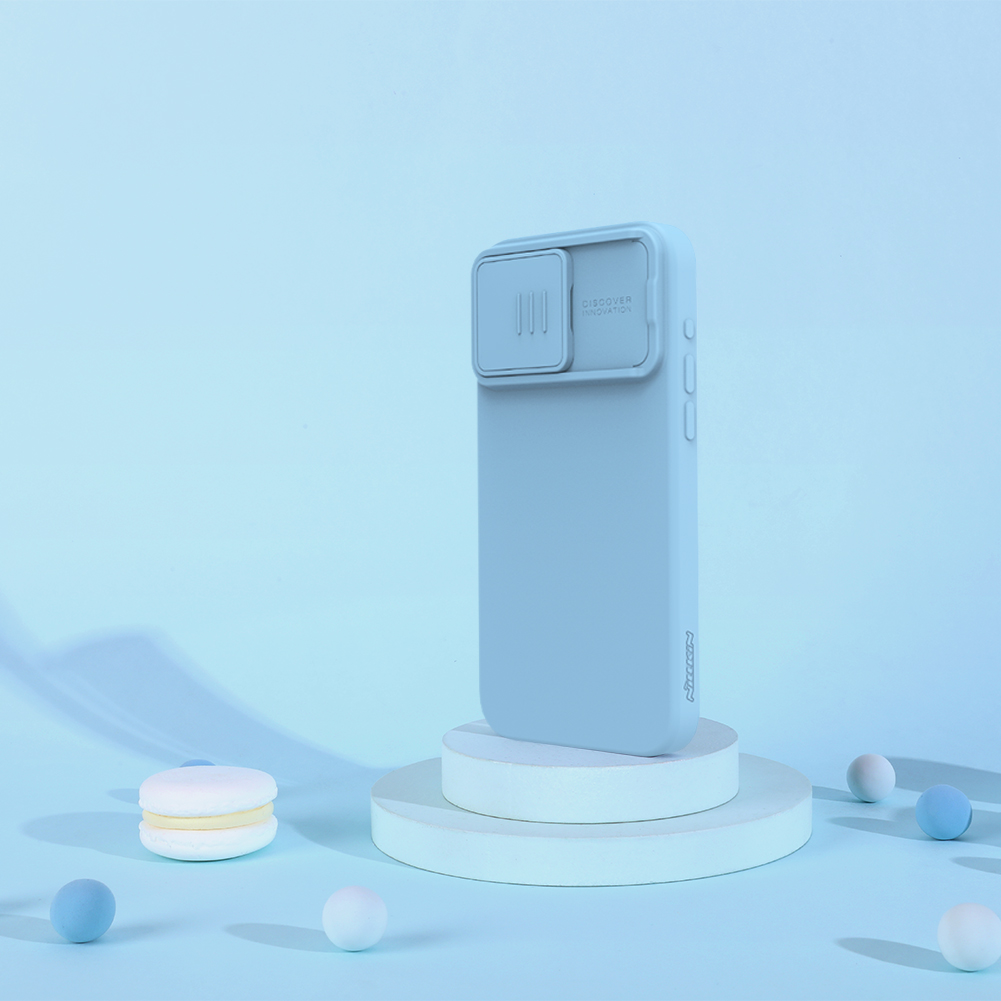 Apple iPhone 15 Pro Nillkin camshield silky silicone MAGSAFE hátlap tok (Kék)
