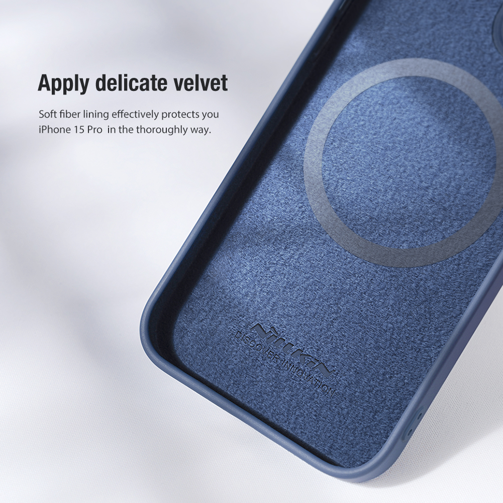 Apple iPhone 15 Pro Nillkin camshield silky silicone MAGSAFE hátlap tok (Mentazöld)