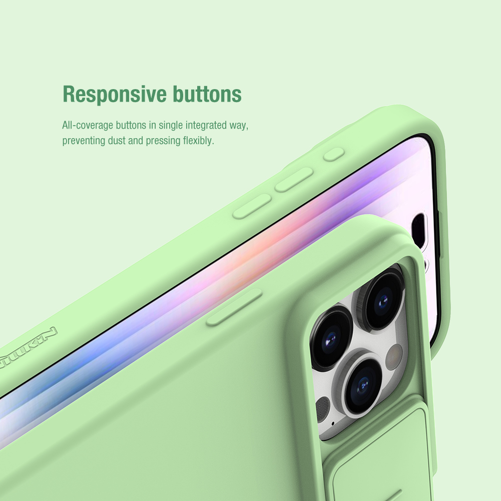 Apple iPhone 15 Pro Nillkin camshield silky silicone MAGSAFE hátlap tok (Mentazöld)
