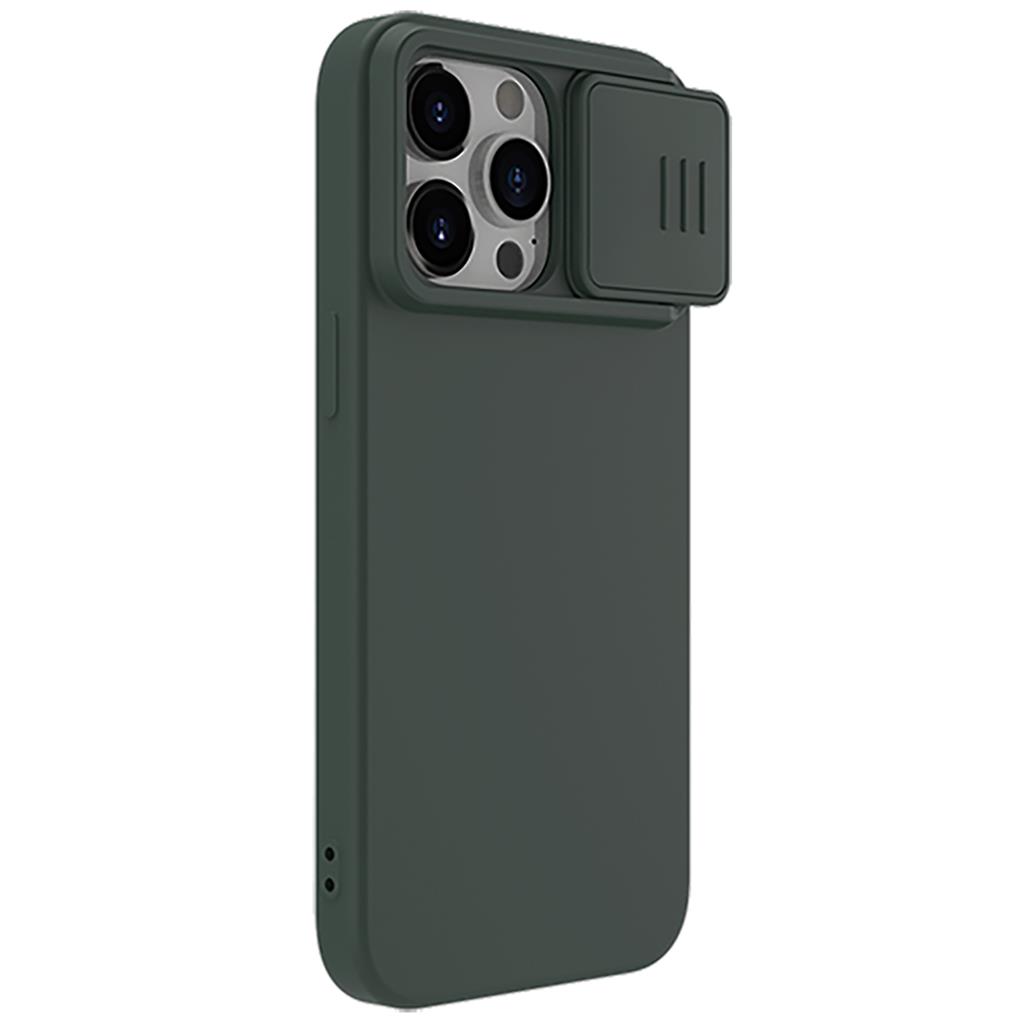 Apple iPhone 15 Pro Nillkin camshield silky silicone MAGSAFE hátlap tok (Mentazöld)