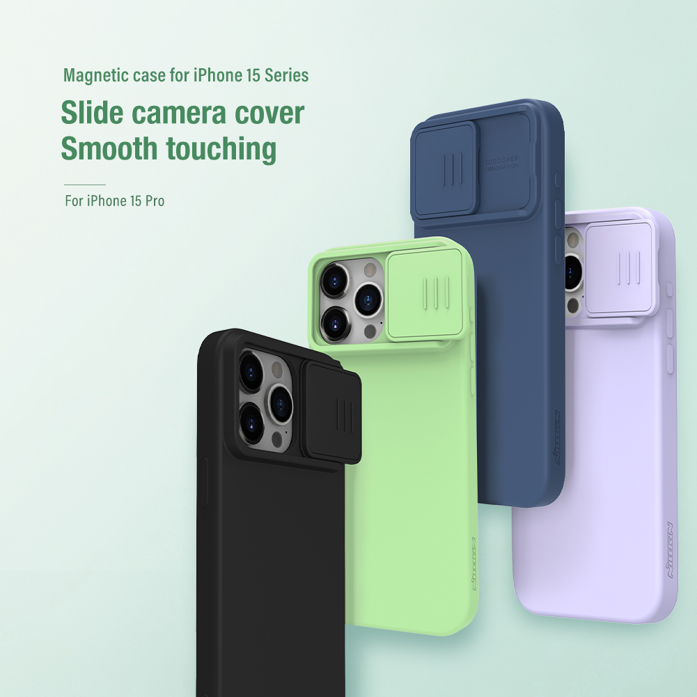 Apple iPhone 15 Pro Nillkin camshield silky silicone MAGSAFE hátlap tok (Mentazöld)
