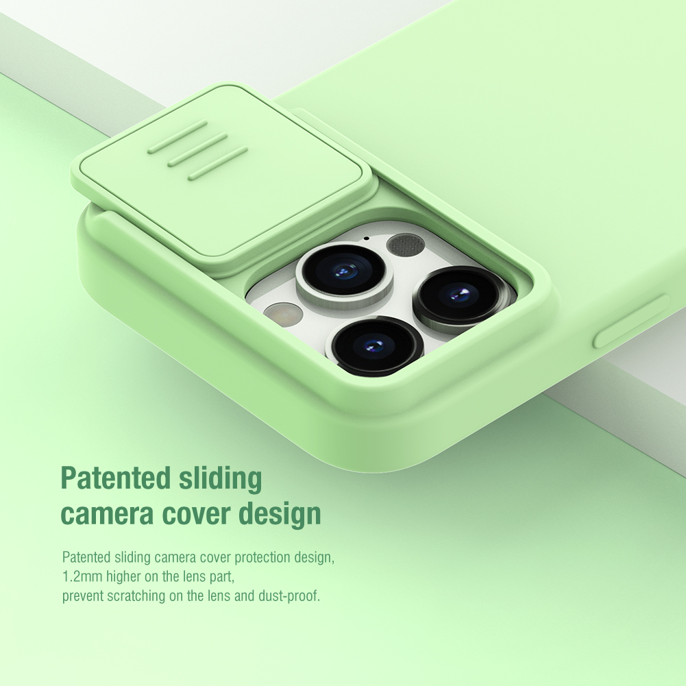 Apple iPhone 15 Pro Nillkin camshield silky silicone MAGSAFE hátlap tok (Mentazöld)