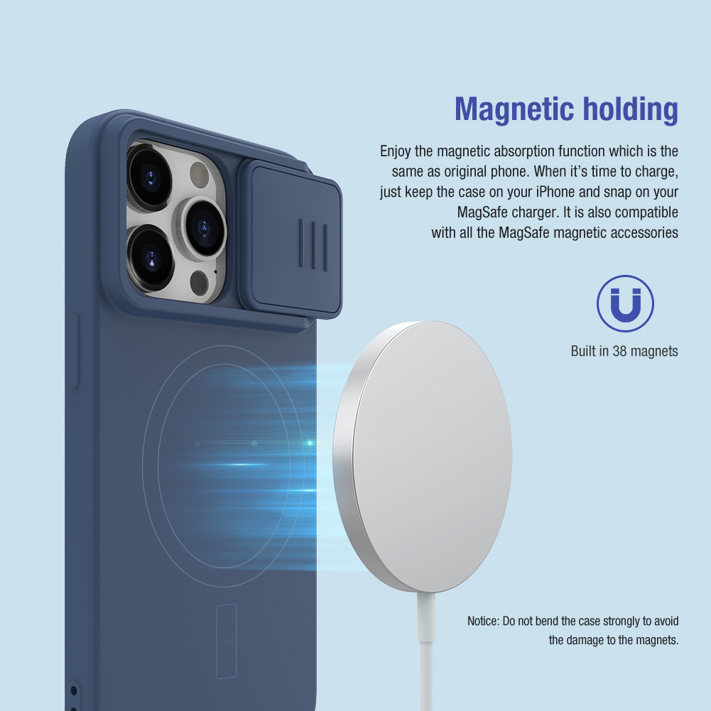 Apple iPhone 15 Pro Nillkin camshield silky silicone MAGSAFE hátlap tok (Mentazöld)
