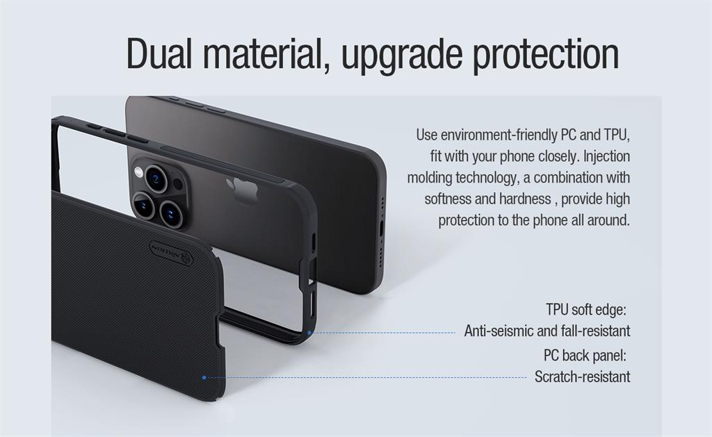 Apple iPhone 15 Pro Nillkin Super frosted shield pro magsafe strapabíró hátlap tok kék