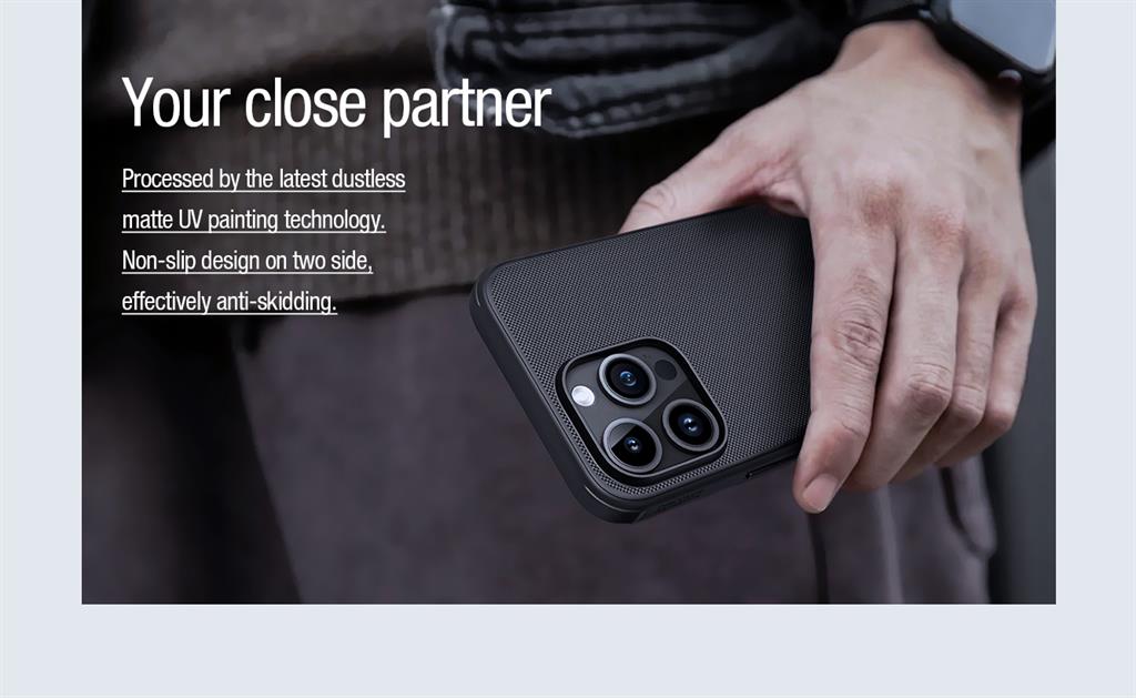 Apple iPhone 15 Pro Nillkin Super frosted shield pro magsafe strapabíró hátlap tok kék