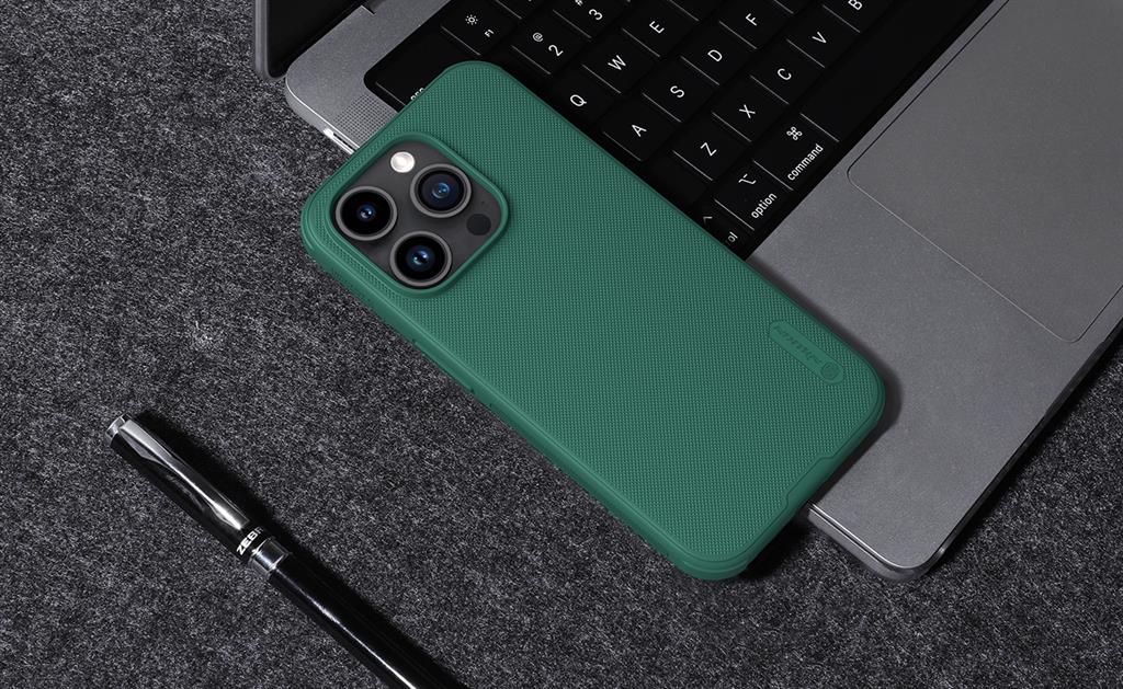 Apple iPhone 15 Pro Nillkin Super frosted shield pro magsafe strapabíró hátlap tok kék