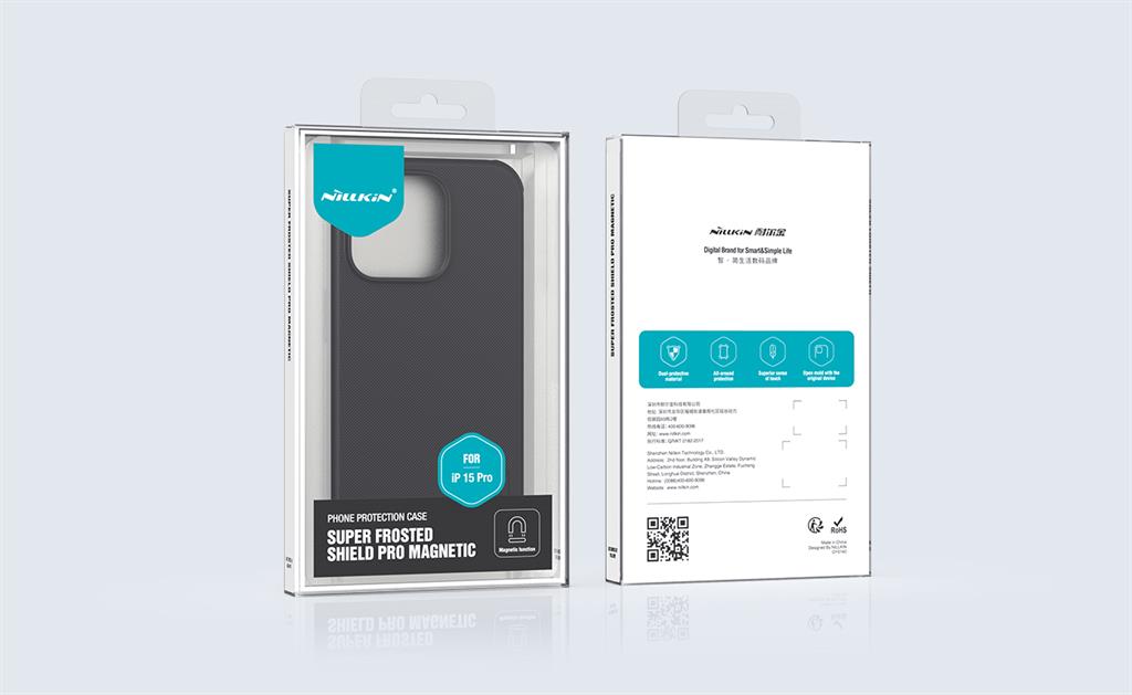 Apple iPhone 15 Pro Nillkin Super frosted shield pro magsafe strapabíró hátlap tok kék