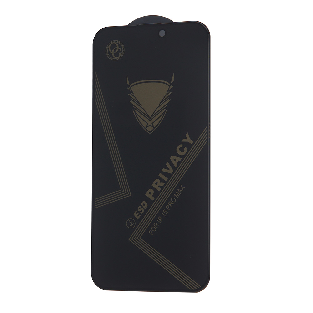 Apple iPhone 15 Pro OG Premium Privacy üvegefólia (Átlátszó fekete peremmel)